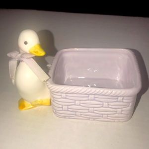 Vintage Takahashi small duck with basket planter